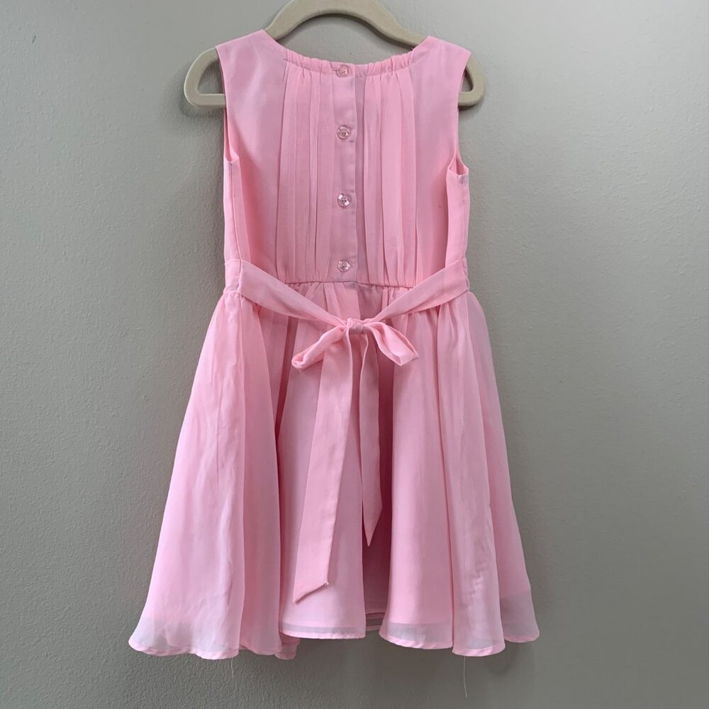 VICTORIA ROSE Pink Chiffon Dress Girls 4 4T Flower Detail Party Dress Fancy Girl - Picture 2 of 8